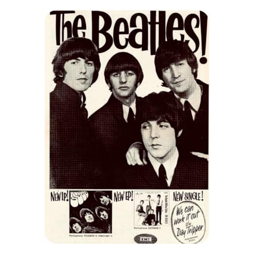 Image of Zesta Bathroom Decor Items Washroom Decor Tin Sign | Aesthetic Posters Wall Poster for Bedroom | Magnetic Cafe Decoration Items / Restaurant Decorations Items | Quirky Home Decor Bar Accent (Beatles (4))