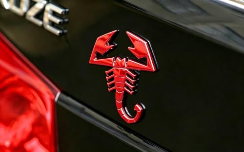 Image of 3D Scorpion Chrome Emblems Badges Sticker Car Vehicle, Truck, Motorcycle, RV, Scooter, SUV, Door, Window, Room, Wall and More Decoration (Red Scorpion)