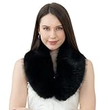 Fancylovesotio Womens Faux Fur Scarf Collar Neck Warmer Stole Shawl Lady Evening Scarf Wrap for Cold Winter (Black)