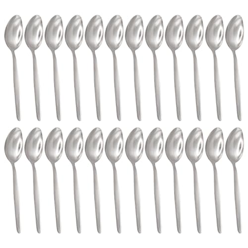 Argon Tableware Economy Stainless Steel Dessert Spoons - 19cm - Pack of 24 - Silver Dining Table Spoon High Polished Dishwasher Safe 24-Piece Dinner Cutlery Set