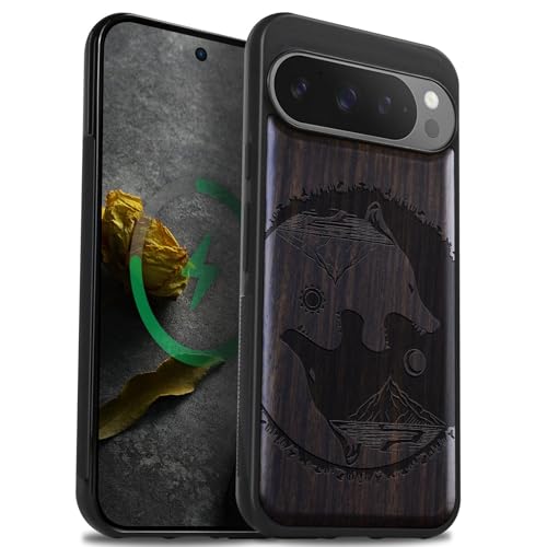 Coque bois Pixel 9 Pro XL Carveit étui magnétique pour le bureau