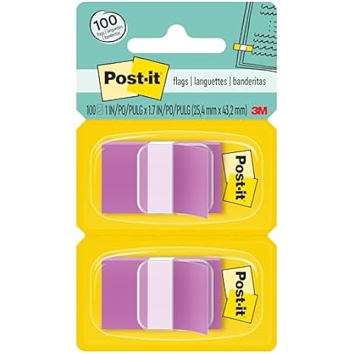 Post-it Flags, 1 x 1.7 in, Purple, 2 Dispensers, 50 Flags/Dispenser