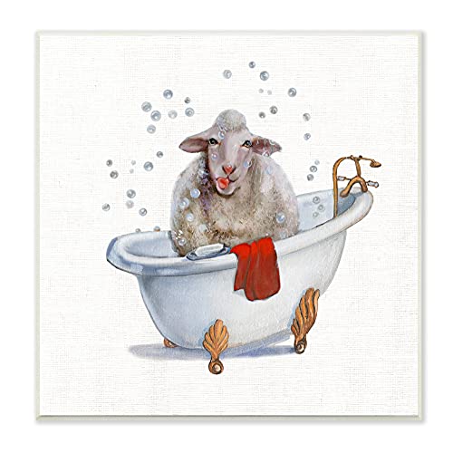 Image of 'Shaggy Sheep in Bubble Bath Playful Farm'| Wall Plaque Art | Stupell Industries | 12 x 12 Inches, Easy to Hang and Sturdy, Made in USA, by Donna Brooks
