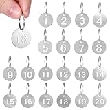 QfwdfcTrenz 20 Pack Stainless Steel Numbered Key Tag Round Metal Numbered Tags with Holes Coat Check ID Tags Number KeyRings Chain for Dormitory House Lockers