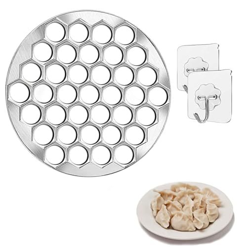 Gfamous 37 Agujeros,Pelmeni Mold, Herramientas de Molde de Raviolis,Molde Pelmeni,Viene con 2 ganchos,para DIY Hacer Albóndigas de Carne