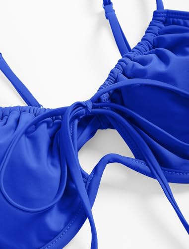 Image of ZAFUL Women High Cut Bikini Sets String Sexy Swimsuit Two Piece Underwire Bathing Suit Brazilian Cheeky Cut Out Cute Swimwear