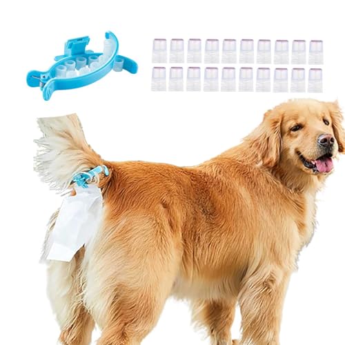 Dog Poop Picker Clip Tail Bag,Automatic Dog Poop Collector With 20 Pcs Disposable Bags Portable Pet Poop Collector,For All Dogs