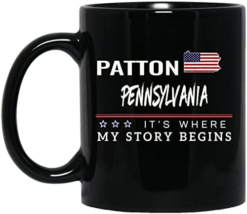 Gifts ideas Coffee Mug Intended for Patton Pennsylvania City State American Flag Mug Patton PA It's Where My Story Begins 4th of July Patriotic Gift Independence Day Tea Cup 11oz Black image 2