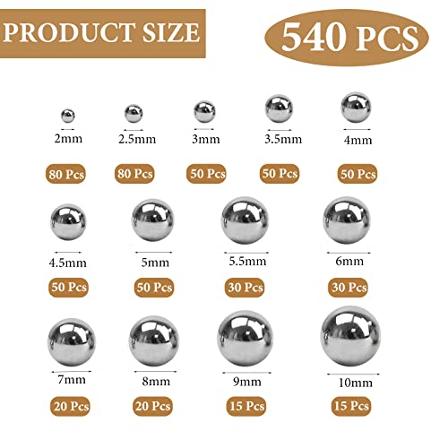 WAIZHIUA 540 Pezzi Sfere di Precisione Acciaio