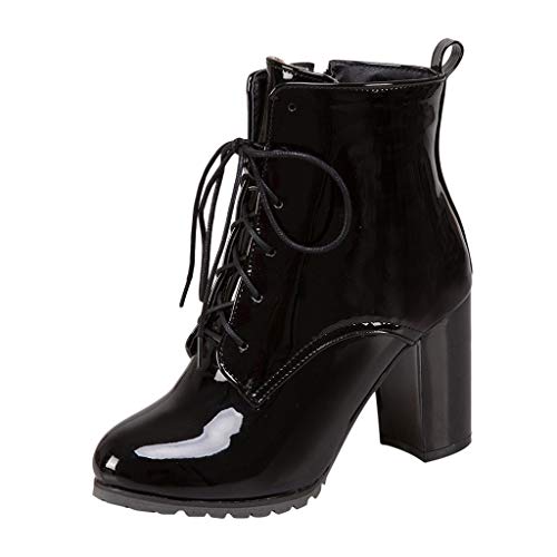 Luckycat Charol Botas Militar para Mujer Moda Invierno Zapatos Antideslizante Impermeable Lace-Up Boots Botines Botas de Nieve para Mujer