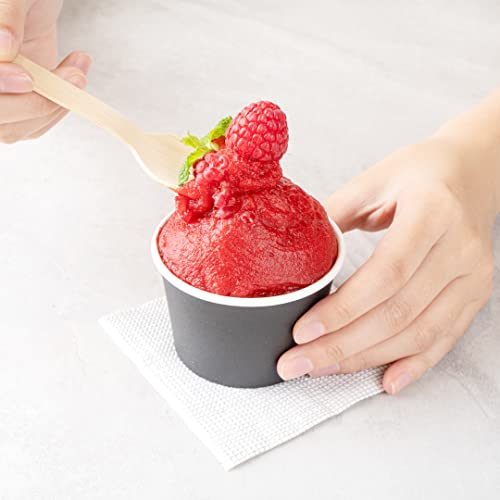 Image of Coppetta 4 Ounce Dessert Cups, 50 Disposable Ice Cream Cups - Lids Sold Separately, Heavy-Duty, Black Paper Frozen Yogurt Bowls, For Hot And Cold Foods, Perfect For Gelato Or Mousse - Restaurantware