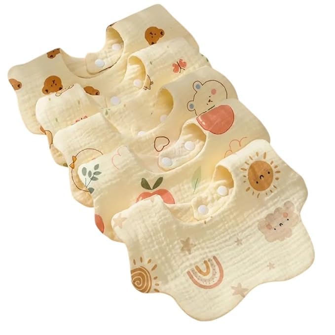 Little Boo Unisex 6 Layer Muslin 100% Organic Cotton Baby Bips, lightweight Feeding Bibs-image-38