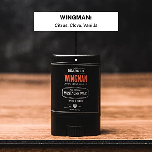 Live Bearded: Mustache Wax - Wingman - 0.35 Oz - Medium Hold - All-Natural Ingredients With Beeswax, Lanolin, Jojoba Oil And Essential Oils For Fragrance - Made In The Usa #TOP2
