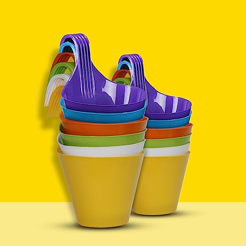 Kraft Seeds Plastic Hanging Planters for Home & Balcony Garden (12 Pcs, 8 Inch, Multicolor) | Flower Hanging Pots for Planting | Hanging Planters for Home Plants | Hooked Hanging Pots for Terrace Kraft Seeds Plastic Hanging Planters for Home & Balcony Garden (12 Pcs, 8 Inch, Multicolor) | Flower Hanging Pots for Planting | Hanging Planters for Home Plants | Hooked Hanging Pots for Terrace
