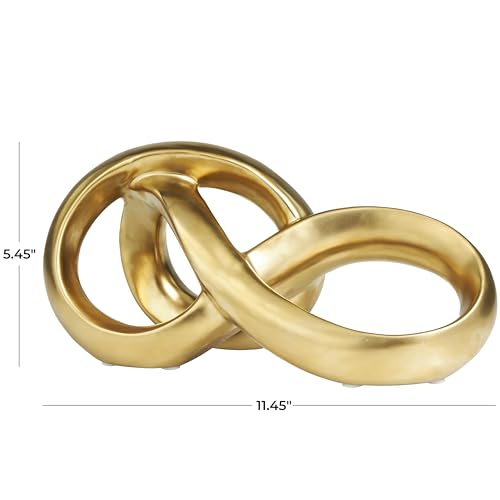 Deco 79 Ceramic Abstract Decorative Sculpture Infinity Loop Home Decor Statue, Accent Figurine 11" x 5" x 5", Gold - Image 6