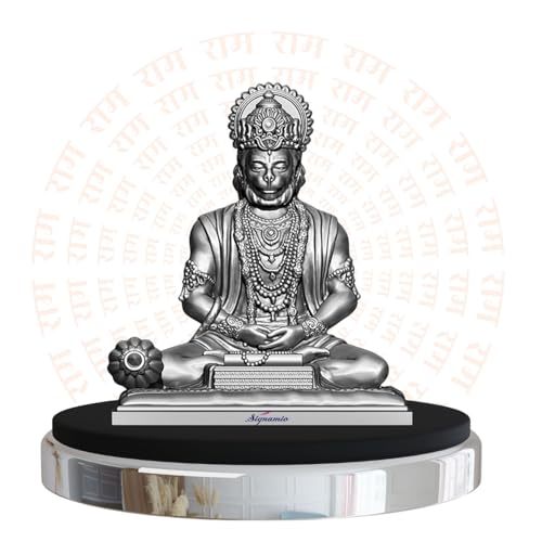 SIGNAMIO® Silver Hanuman Ji Idol Statue for Car Dashboard - Divin...