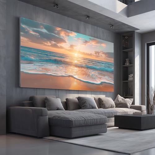 Tableau vue sur la mer pour salon et chambre adulte coucher de soleil
