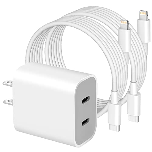 iPhone 14 Super Fast Charger Dual Port USB C Charger iPhone Charger Fast Charging Block Quick Apple USB C Wall Adapter Plug 2Pack Type C Lightning Cable For iPhone 14/13/12/11/ProMax/MiNi/XR/SE/8 Plus