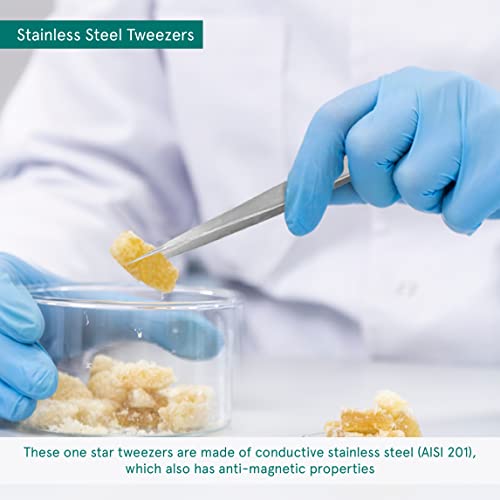 Excelta Very Fine Point Tweezers, Straight, Slim Tweezers, One Star Precision Rated, Stainless Steel Tweezers, 5.5” Overall Length,Ss-Sa-Se #TOP4