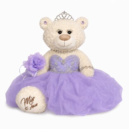 KINNEX COLLECTIONS SINCE 1997 20" Quince Anos Quinceanera Last Doll Teddy Bear with Dress (Centerpiece) ~ ARC16831-5 (Lavender)