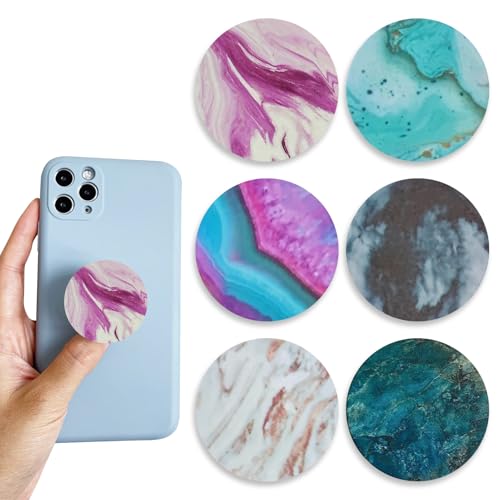 Phone Grip, 6 PCs Phone Back Holder Grip Multi-function Foldable Finger Kickstand Collapsible Cellphone Finger Grip Holder for Smartphones (A)