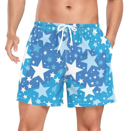 Bañador de hombre con estrellas azules y blancas para vacaciones de verano en la playa