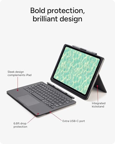 Image of ZAGG Pro Keys Connect iPad 11 inch (A16) / 10.9 inch (10th Gen) Keyboard Case - USB‑C Direct Connect Keyboard with Trackpad, Detachable Backlit Keys, 6.6 ft Drop Protection, Kickstand & Dual USB‑C Ports,Black
