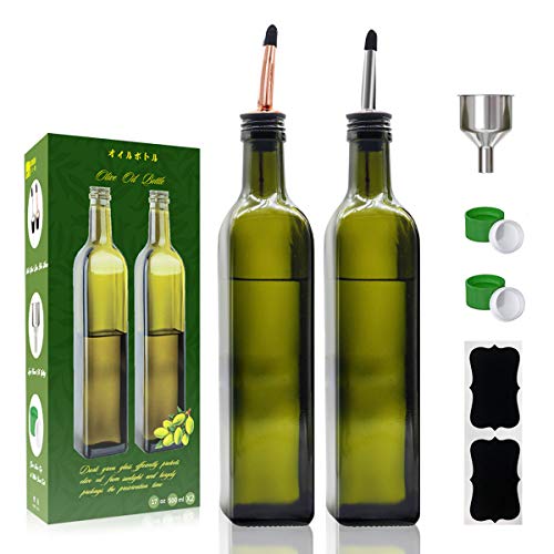 Olive Oil Dispenser Bottle-2 Pack of 17 oz Glass Olive Oil Bottles