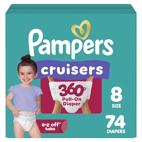 Pampers Diapers - Cruisers 360 - Size 8 74 Count up to 100% Leakproof Fit Designed for Active Babies Pull On Diaper