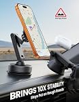 Lamicall pour MagSafe Mont de voiture – Aspiration sous vide + Porte-téléphone magnétique Gel Suction Cup 3-Fold Le bras long, 360° Réglable, 10X Stabilité pour Rough Road Phone Mount pour Dashboard/Windshield/Screen