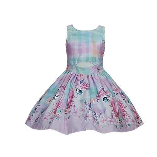 Vestido Infantil de Festa Barrado de Unicórnio (8)