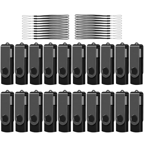 Clés USB 2.0 AreTop 8 Go noir lot de 20 rotatives pour sauvegarde informatique