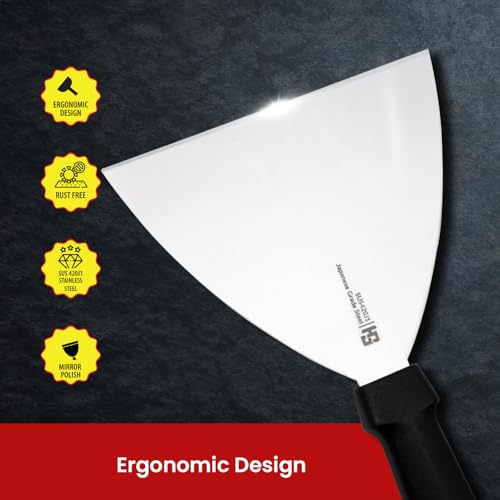 Image of HS 6 Inch Professional Scraper with Medium Handle | Japanese Grade | Stainless Steel for Commercial Use | Black | SUS420J2