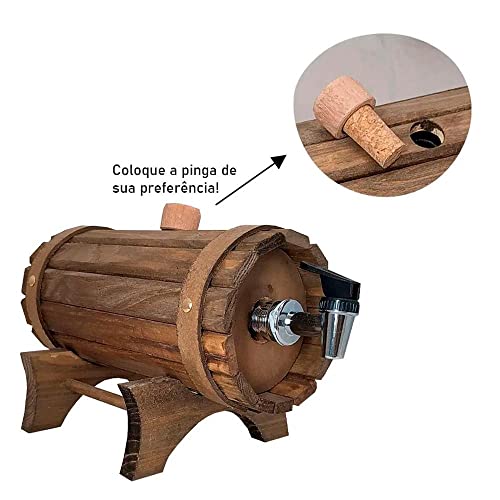 Pingometro Adega Barril Tonel em Madeira Decor de Cachaça - Vinho