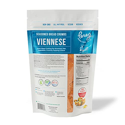Pereg Bread Crumbs Viennese (12 Oz) - Crispy Crunchy Breadcrumbs For Coating & Stuffing - Coat Schnitzel, Vegetables, Fish, Meatballs - Kosher Certified - Resealable Packaging #TOP1