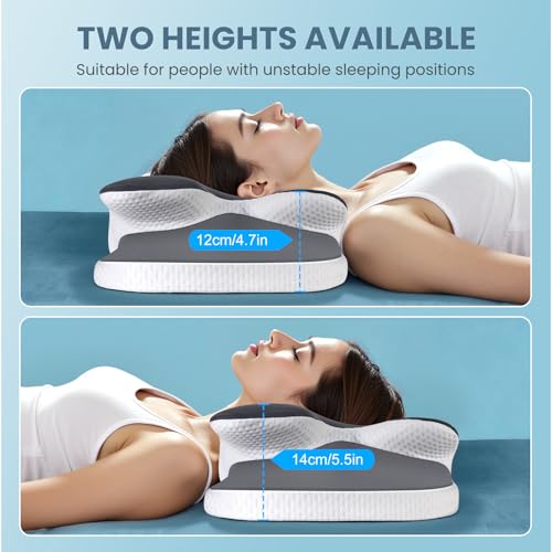A-Pce Cuscino In Memory Foam Per Tutti I Dormienti, Cuscino Cervicale Ergonomico Per Alleviare Il Dolore Al Collo E Alle Spalle, Cuscino Ortopedico Con Federa Rimovibile, Grigio - 3