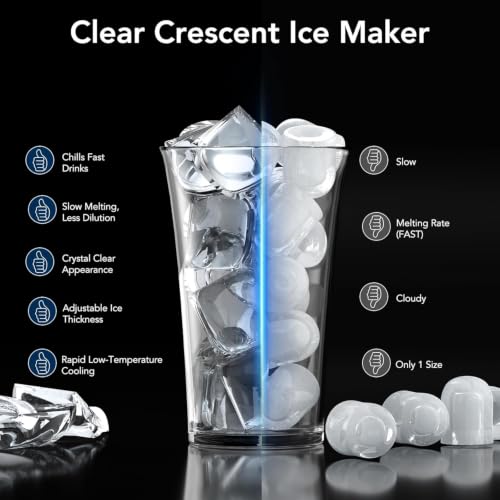 Image of Antarctic Star Countertop Crescent Ice Maker, Slow-Melting Ice Cubes | 27 Lbs /24H Output, 16 Cubes in 15 Mins, One-Touch Self-Cleaning & 24H Timer, Ideal for Kitchen, Office, RV & Parties
