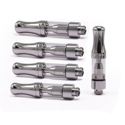 5 Pack 510-Thread Cartridges, 0.5 ml Vape Atomizer, Ceramic Coil Tank, Refillable CBD Carts, Bottom Airflow Compatible with All the Standard 510 Thread Connectors, No Nicotine