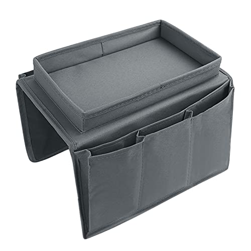 Moonlove Over Sofa Armrest Hanging Tidy Storage Caddy Non-slip Couch Organiser Caddy Pockets With Tray Arm Chair Tidy Organiser for Snacks Coffee Cups Eyeglasses Cable Pens