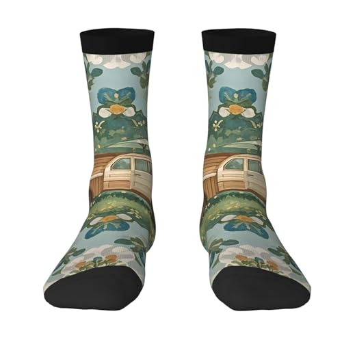 Calcetine De Vestir Patrón De Estilo Campestre Medias De Tubo Medio Acolchado Sobre La Pantorrilla Transpirables Mid-Calf Calcetines De Senderismo Para Trekking Regalo Mujer 40Cm
