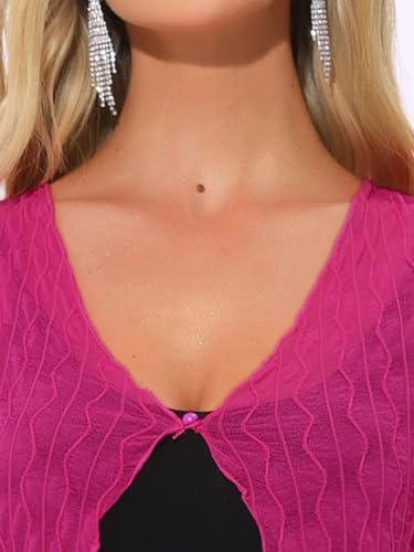 Image of Allegra K Bolero Shrug for Women's Sheer Mesh Tie Front Textured Crop Shrug for Evening Dresses