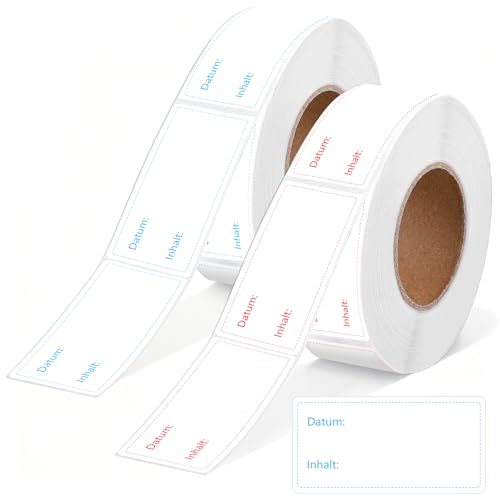 1000 Pcs Gefrieretiketten zum Beschriften 50 x 25mm Gefrieretiketten Selbstklebend Ablösbar Wasserfeste Gefrierdosen Etiketten Küchenetiketten für Lebensmittelbehälter Gläser Marmelade