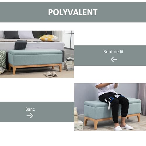 Banc de rangement scandinave en lin vert clair HOMCOM 110 cm