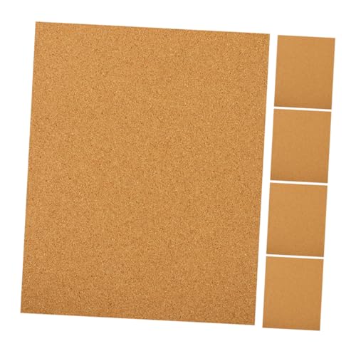 KALLORY 5pcs Self Adhesive Cork Board Panels Decorative Soundproof Cork Tiles for Wall Decoration Multi Purpose Coasters Stylish for Home Office School Use