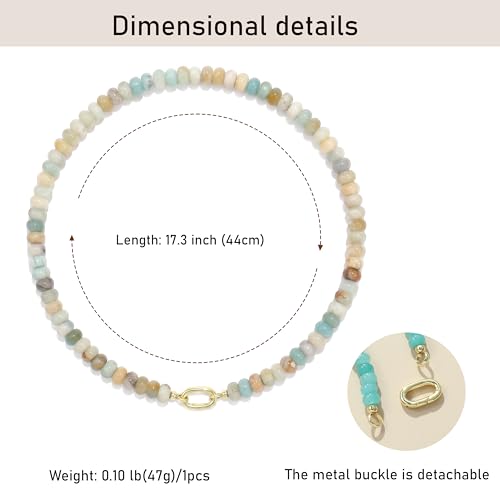 ROISE LADY Amazonite Natural Stone Beaded Necklaces for Women Boho Gemstone Bead Choker Summer Beach Vacation statement Trendy Charm Necklace by ROISE LADY - Used condition - Image 4