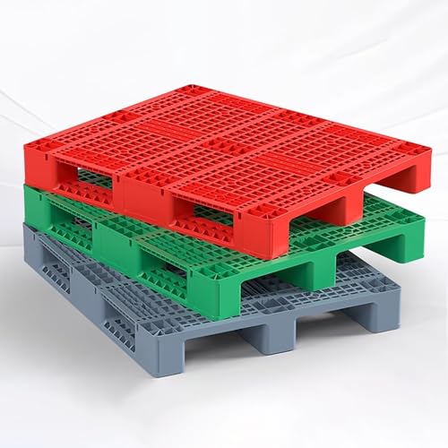 Wytrzymałe palety z tworzywa sztucznego, lekkie, oddychające kratki do magazynu, supermarketu i kuchni, czerwona paleta podłogowa (100 x 80 cm)