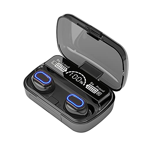 HRNAKDFKL Auriculares deportivos Bluetooth 5.0, inalámbricos, con funda de carga de 2000 mAh, pantalla LED Power Display Sport IPX7 impermeable auriculares inalámbricos con 2 tapones para los oídos Cover