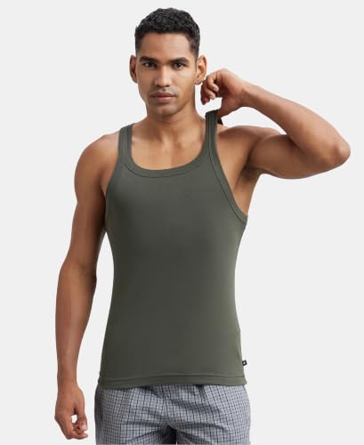 Image of Jockey US26 Men Super Combed Cotton Rib Square Neck Gym Vest