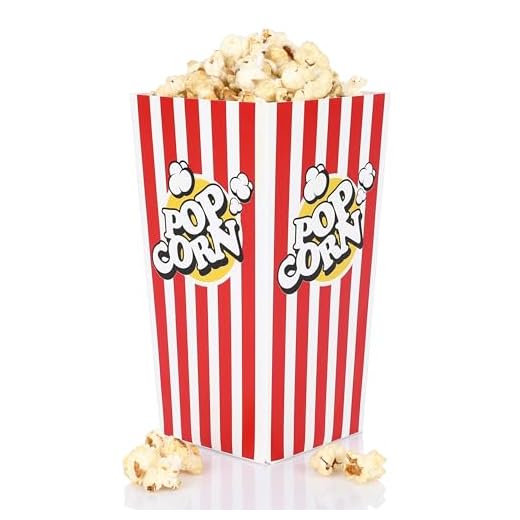 FunX Kraftpapier Popcornboxen 12er Pack Groß - Partyboxen für Kino, Filmabende, Kindergeburtstag und Übernachtungsparty - 9 x 9 x 17 cm Rot/Weiß Gestreift