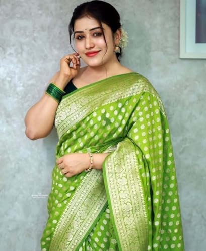 Image of C J Enterprise Women's Banarasi Saree Pure Kanjivaram Style Silk Saree With Blouse Piece for Wedding (Shiv-1)